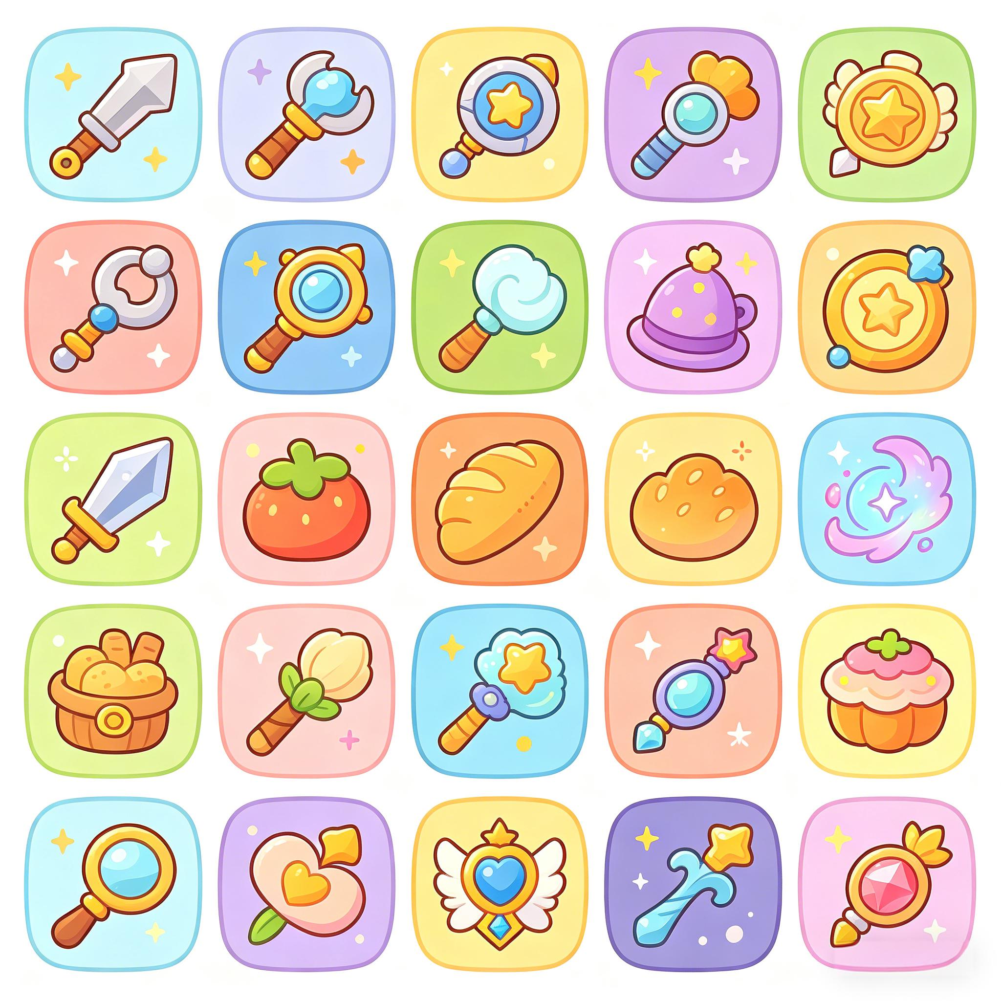 糖果色 Q 版 RPG 道具图标套装